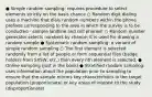 ● Simple random sampling: requires procedure to select elements strictly on the basis chance ○ Random digit dialing uses a machine that dials random numbers within the phone prefixes corresponding to the area in which the survey is to be conducted - sample landline and cell phones! ○ Random number generator selects numbers by chance; it is used for drawing a random sample ● Systematic random sampling: a variant of simple random sampling ○ The first element is selected randomly from a list of people or form sequential files (badge holders from SXSW, etc.) then every nth element is selected. ● Online sampling (just in the book) ● Stratified random sampling: uses information about the population prior to sampling to ensure that the sample mirrors key characteristics in the target population (proportionate) or key areas of interest to the study (disproportionate)