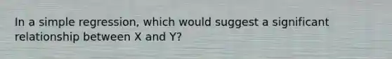 In a simple regression, which would suggest a significant relationship between X and Y?