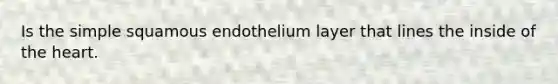 Is the simple squamous endothelium layer that lines the inside of the heart.