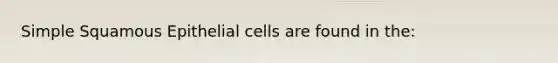 Simple Squamous Epithelial cells are found in the: