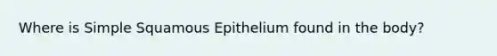 Where is Simple Squamous Epithelium found in the body?