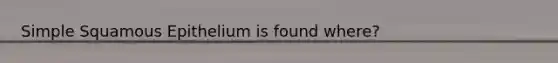 Simple Squamous Epithelium is found where?