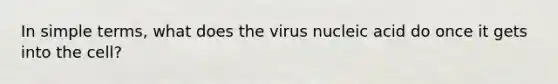 In simple terms, what does the virus nucleic acid do once it gets into the cell?