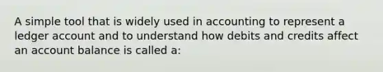 A simple tool that is widely used in accounting to represent a ledger account and to understand how debits and credits affect an account balance is called a: