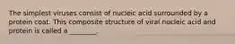 The simplest viruses consist of nucleic acid surrounded by a protein coat. This composite structure of viral nucleic acid and protein is called a ________.