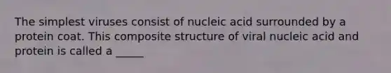 The simplest viruses consist of nucleic acid surrounded by a protein coat. This composite structure of viral nucleic acid and protein is called a _____