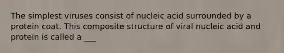 The simplest viruses consist of nucleic acid surrounded by a protein coat. This composite structure of viral nucleic acid and protein is called a ___