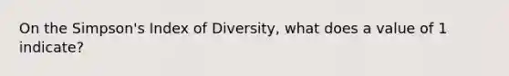 On the Simpson's Index of Diversity, what does a value of 1 indicate?