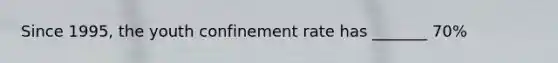 Since 1995, the youth confinement rate has _______ 70%