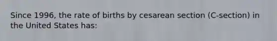 Since 1996, the rate of births by cesarean section (C-section) in the United States has: