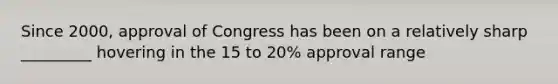 Since 2000, approval of Congress has been on a relatively sharp _________ hovering in the 15 to 20% approval range