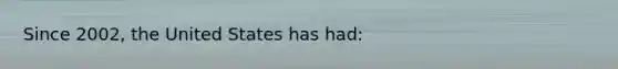 Since 2002, the United States has had: