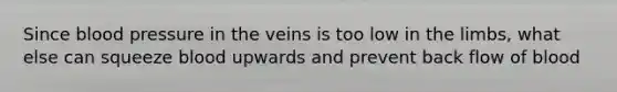 Since blood pressure in the veins is too low in the limbs, what else can squeeze blood upwards and prevent back flow of blood