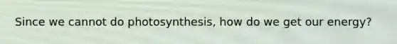 Since we cannot do photosynthesis, how do we get our energy?