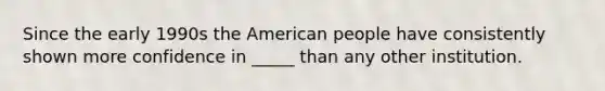 Since the early 1990s the American people have consistently shown more confidence in _____ than any other institution.