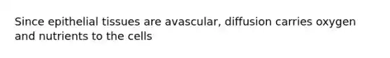 Since epithelial tissues are avascular, diffusion carries oxygen and nutrients to the cells