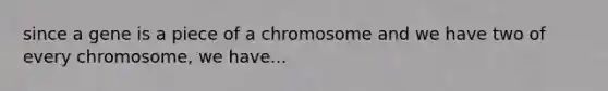 since a gene is a piece of a chromosome and we have two of every chromosome, we have...