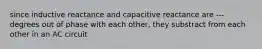 since inductive reactance and capacitive reactance are ---degrees out of phase with each other, they substract from each other in an AC circuit