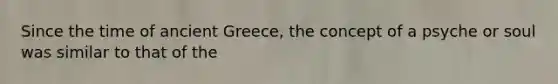 Since the time of ancient Greece, the concept of a psyche or soul was similar to that of the