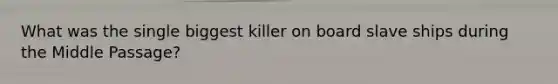 What was the single biggest killer on board slave ships during the Middle Passage?