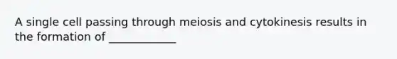 A single cell passing through meiosis and cytokinesis results in the formation of ____________