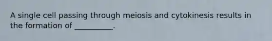 A single cell passing through meiosis and cytokinesis results in the formation of __________.