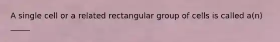 A single cell or a related rectangular group of cells is called a(n) _____