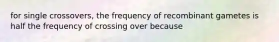 for single crossovers, the frequency of recombinant gametes is half the frequency of crossing over because