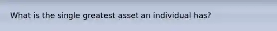 What is the single greatest asset an individual has?