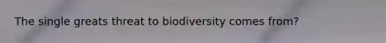 The single greats threat to biodiversity comes from?
