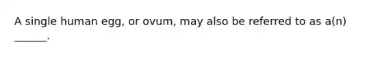 A single human egg, or ovum, may also be referred to as a(n) ______.