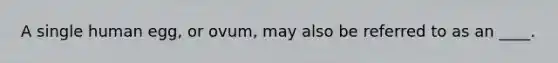 A single human egg, or ovum, may also be referred to as an ____.