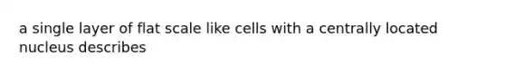 a single layer of flat scale like cells with a centrally located nucleus describes