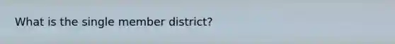 What is the single member district?