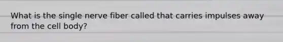 What is the single nerve fiber called that carries impulses away from the cell body?