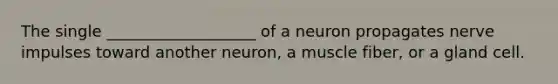 The single ___________________ of a neuron propagates nerve impulses toward another neuron, a muscle fiber, or a gland cell.