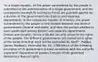 "In a single republic, all the power surrendered by the people is submitted to the administration of a single government; and the usurpations [wrongfully seizing by force] are guarded against by a division of the government into distinct and separate departments. In the compound republic of America, the power surrendered by the people is first divided between two distinct governments [federal and state], and then the portion allotted to each subdivided among distinct and separate departments [House and Senate]. Hence a double security arises to the rights of the people. The different governments will control each other, at the same time that each will be controlled by itself." -Publius (James Madison), Federalist No. 51, 1788 Which of the following principles of US government is most consistent with the author¶s argument? Separation of powers Consent of the governed Democracy Natural rights