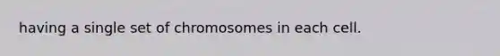 having a single set of chromosomes in each cell.