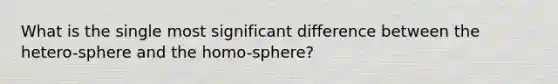 What is the single most significant difference between the hetero-sphere and the homo-sphere?