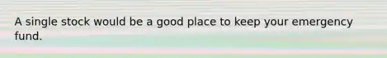 A single stock would be a good place to keep your emergency fund.