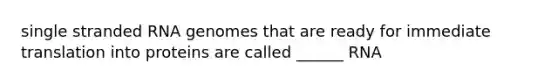 single stranded RNA genomes that are ready for immediate translation into proteins are called ______ RNA