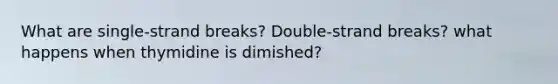 What are single-strand breaks? Double-strand breaks? what happens when thymidine is dimished?