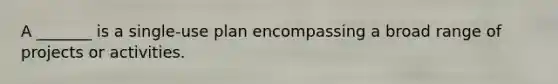 A _______ is a single-use plan encompassing a broad range of projects or activities.