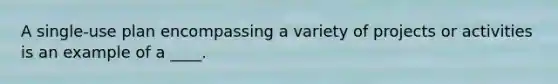 A single-use plan encompassing a variety of projects or activities is an example of a ____.