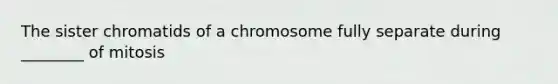 The sister chromatids of a chromosome fully separate during ________ of mitosis