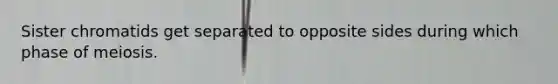 Sister chromatids get separated to opposite sides during which phase of meiosis.