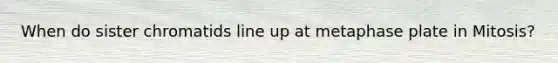 When do sister chromatids line up at metaphase plate in Mitosis?