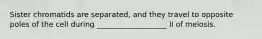 Sister chromatids are separated, and they travel to opposite poles of the cell during ___________________ II of meiosis.