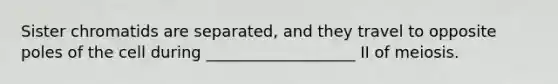 Sister chromatids are separated, and they travel to opposite poles of the cell during ___________________ II of meiosis.