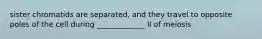 sister chromatids are separated, and they travel to opposite poles of the cell during _____________ II of meiosis